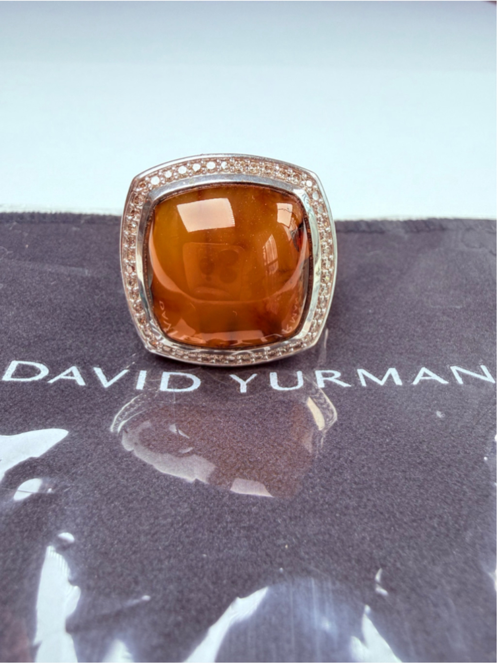 David Yurman Albion Carnelian Agate 925 Sterling Silver XL 22MM Cable Ring Rare
